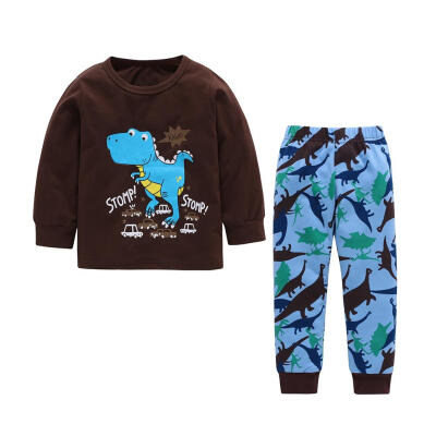 

2pcsSet Cartoon Home Outfits Pajamas Cute Boys Kids Autumn T-shirt Pants