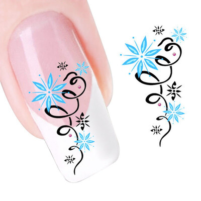 

〖Follure〗Green Star Flowers Design Nail Tip Art Water Transfers Decal Sticker