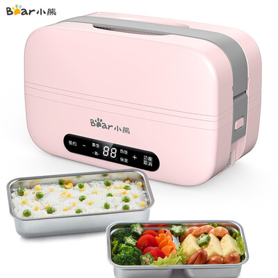

Bear electric lunch box office worker plug-in type can be scheduled timing portable heating double stainless steel cooking hot rice pump vacuum DFH-B10T6
