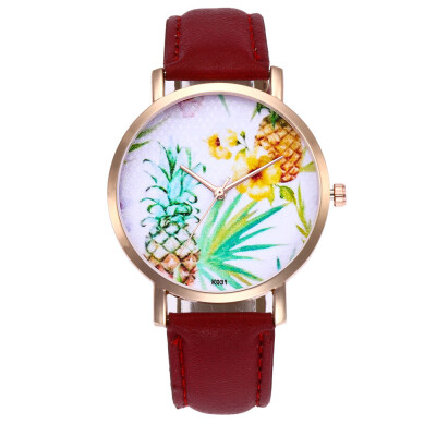 

2018 Cute Pineapple Fruit Watches Women Ladies Quartz Watch Fashion Casual PU Leather Analog Wristwatch montre femme relogio &Ff