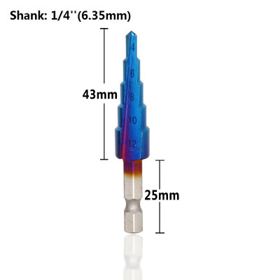 

4-12mm HSS Straight Flute Step Drill Nano Blue Coated Hole Cutter Core Drill Bit