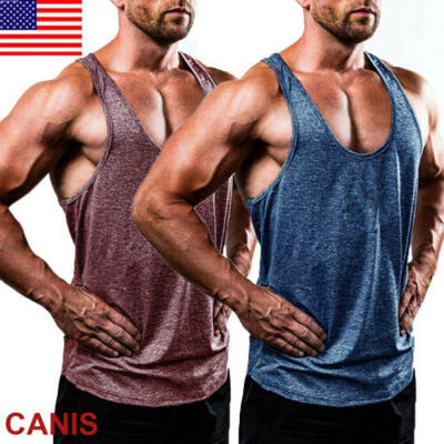 

Mens Gym Muscle Dog Stringer Bodybuilding Cotton Fitness Training Tank Top Vest