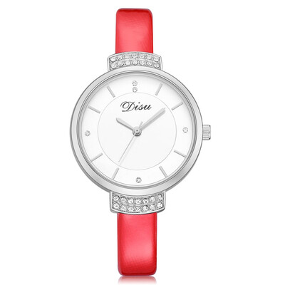 

Womens Watches Fashion Scale Disc Ladies Minimalism Quartz Wristwatch Solid Color Leather Strap Clock Casual Zegarki Damskie