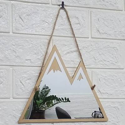 

〖Follure〗Nordic Wood Acrylic Mirror Cartoon Wall Camera Props Kids Room Wall Decoration A