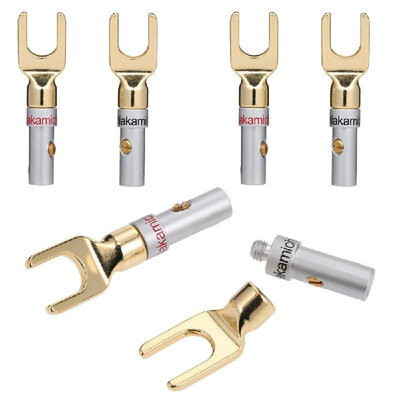 

Y Spade Speaker Plugs Red & Black Adapter Gold Plated&Silver Plated Left&Right Channels Audio Screw Fork Connector Adapter
