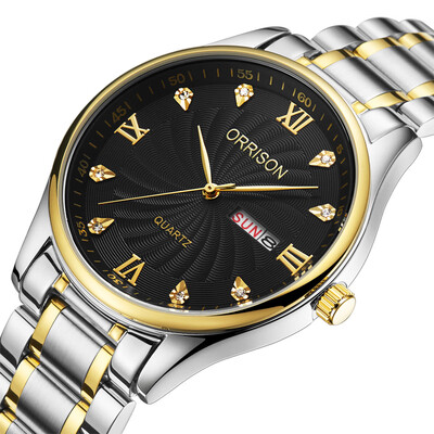 

Watch double calendar mens watch womens watch quartz watch steel belt watch waterproof fashion business movement