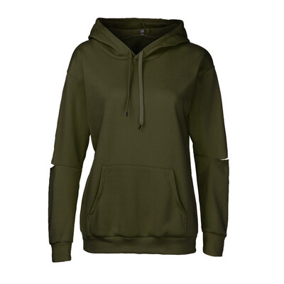 

Nomeni Sweatshirt Plus Size Women Long Sleeve Cut Out Solid Hooded Hole Pullover Tops