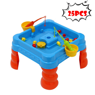 

25 Pcs Fishing Game Toys Set Beach Bath Toys Floating Fish Play Sets Sand Water