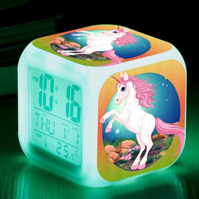 

Unicorn Alarm Clock LED Light Alarm Clock Cartoon Clock Boy Girl Alarm Clock Toy