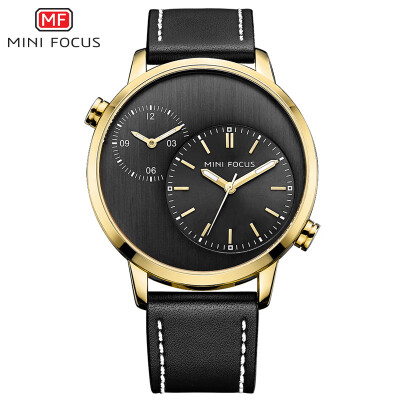 

MINI FOCUS Fox Mens Watch Quartz Watch Casual Hot Watch Dual Time Zone Leather Strap