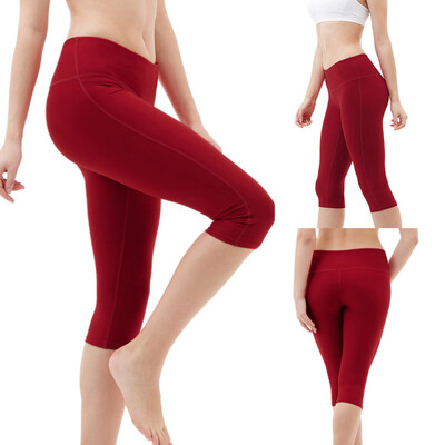 

Tailored Womens Solid Color Hip High Waist Seven Points Yoga Pant Running Sports Pants