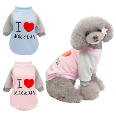 

Pet Lovely Costume For Autumn And Winter Small And Medium Dogs 2 Legged Long Sleeve Tops I Love Mommy And Daddy Prints