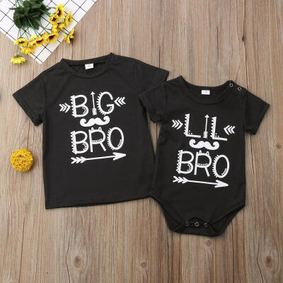 

Infant Baby Boys Big Little Outfit Letter Print Short Sleeve T-shirt Bodysuit