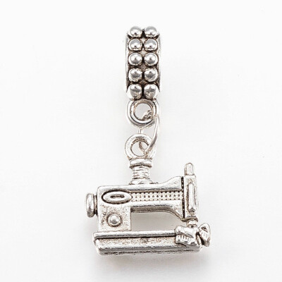 

Tibetan Style Alloy European Dangle Beads Large Hole Pendants Sewing Machine Antique Silver