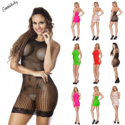 

Sexy Women Lingerie Nightwear Babydoll Fishnet Body Mini Dress Bodysuit Sleepwear