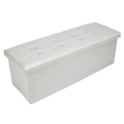 

43"L Leather Bench Storage Footstool Organizer Storage Chest Footrest Coffee Table Padded Seat