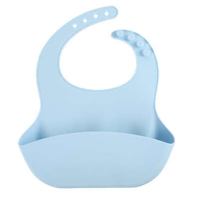 

Washable Soft Silicone Baby Bibs Eating Pinafore Adjustable Pocket Food Catcher