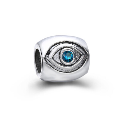 

Zinc Alloy European Beads Large Hole Beads with Rhinestone Eye Antique Silver 10x9mm Hole 47mm
