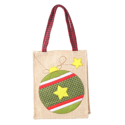 

Hot Sale Christmas Linen ClothTote Bag Cartoon Embroidered Tote Handheld Gift Bags