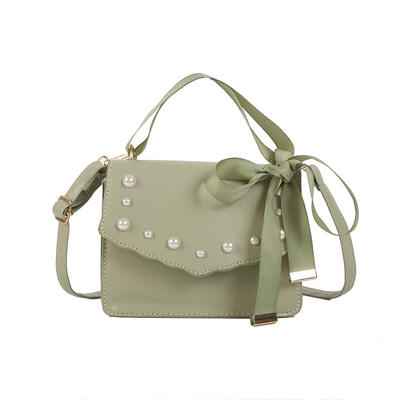 

Pearls Silk Shoulder Handbags Women PU Leather Crossbody Top-handle Bags