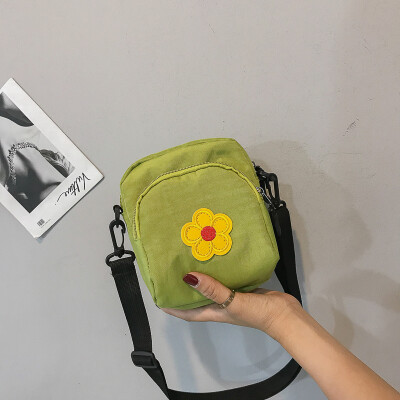 

On the new small bag canvas bag womens shoulder bag slant bag college students summer small fresh ancient sense girl ins