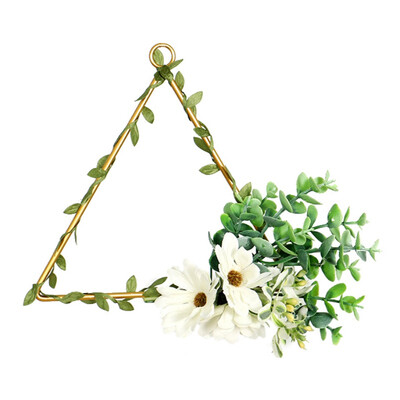 

Geometric Design Metal Frame Artificial Flowers Garland Pendant Faux Floral Hanging Wreath For Wall Window Wedding Home Decor