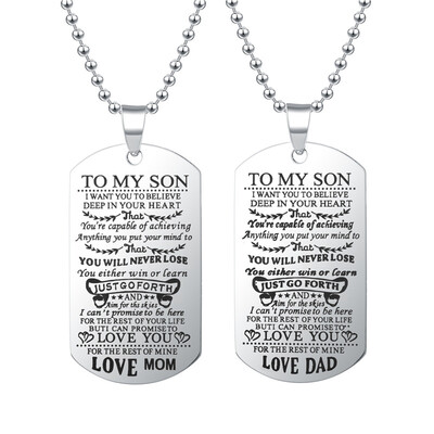

To My Son Daughter I Want You To Believe Love Dad Mom Lettering Hang Necklace