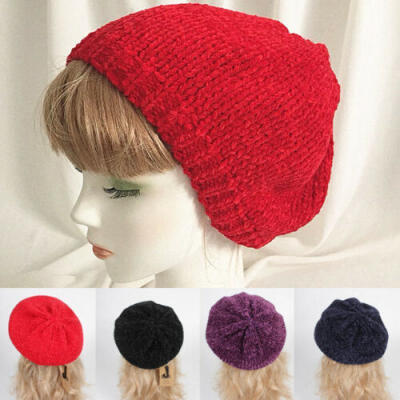 

Chenille Adult Female Beret Autumn&Winter New Warm Women Sweet Painter Hat