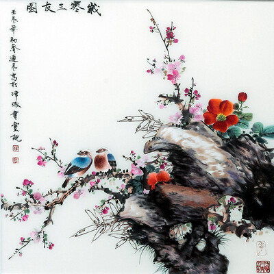 

Dong Ning old cold three friends hand-embroidered painting decorative painting 9800