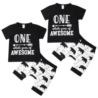 

Fashion Infant Newborn Baby Boys Short Sleeve Tops T-shirt Pants Trousers Outfit Clothes