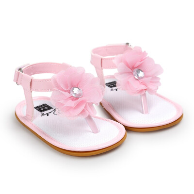 

Newborn Baby Boy Girl Shoes First Walker Toddler Shoes Big Flower Princess Style Stripe Soft Anti-skid Summer Infant Shoes