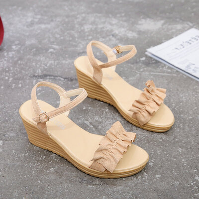 

Wedge-heeled sandals womens summer platform shoes fairy wind Korean version of Joker waterproof platform high heels tide