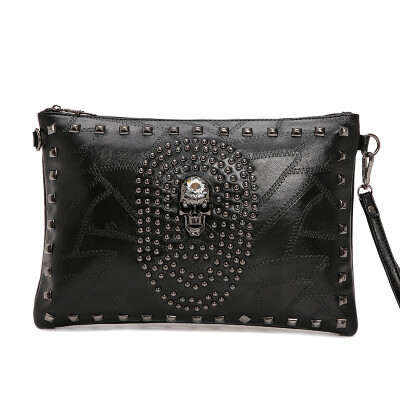 

Personality ghost head pattern hand bag fashion men&women hand bag rivet envelope bag shoulder diagonal bag tide