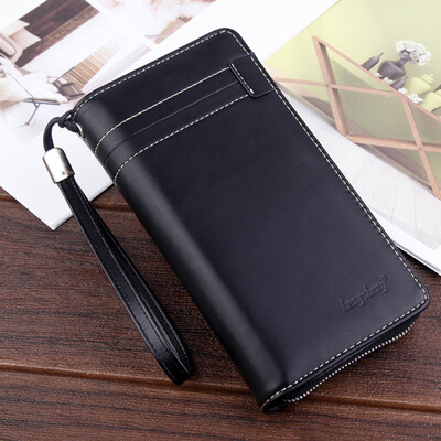 

Tailored Mens Retro Wallet Solid Color Clutch Bag Long Wallet Multi-Card Position