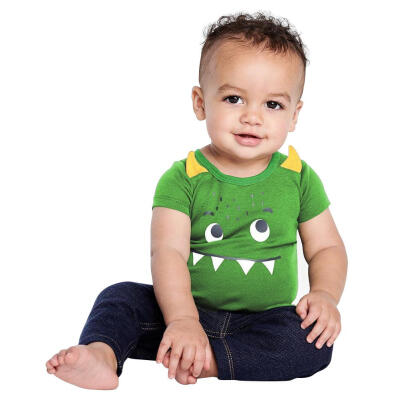 

Cartoon Monster Baby Rompers Casual Short Sleeve O-Neck Cotton Jumpsuit