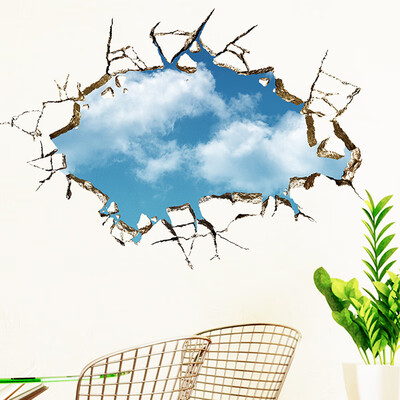 

Removable Broken Floor Art 3D Blue Vinyl Decals Ceiling Wall Stickers Mural
