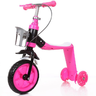 

2 in 1 Kids Child Scooter Balance Car Childrens Balance Bike Baby Multifunctional Tricycle with 3 Wheels Stand Seat Folding