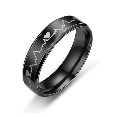 

Lovers Heatbeat Couple Titanium Steel Ring Weding Ring