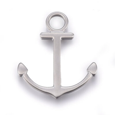 

304 Stainless Steel Pendants Anchor Stainless Steel Color 35x31x3mm Hole 6mm