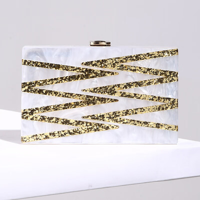 

2018 Fashion Strip Sequined Women Evening Bag Shoulder Chain Party Wedding Handbags Flap Arylic Female Bag