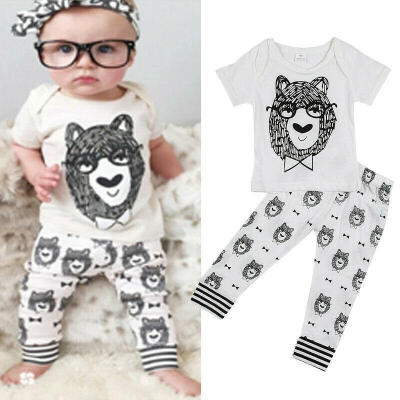 

2PCS Newborn Baby Boys Short Sleeve T-shirt Tops RomperLong Pants Outfits Clothes Fit For 0-4Y