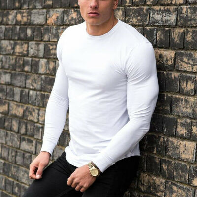 

Bodybuilding Long Sleeve T-shirt Mens Slim Muscle Tops Fitness Gym Workout Tee