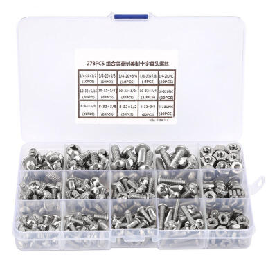 

Greensen 278pcs Stainless Steel Cross Pan Head Screws Nuts Combination Kit