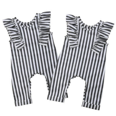 

USA Baby Girl Striped Sleeveless Pants Bodysuit Clothes Jumpsuit Romper Outfits