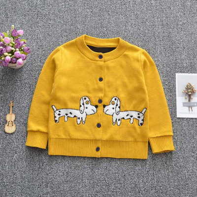 

Toddler Baby Girls Long Sleeves Little Dog Print Sweater Knit Kids Clothes