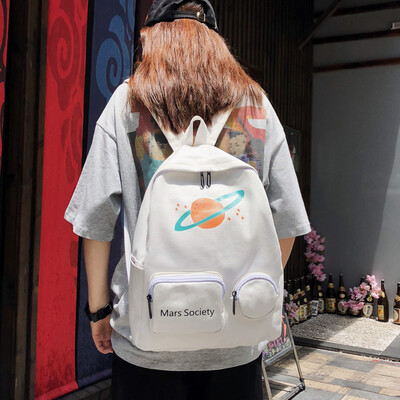 

Ins style schoolbag female Korean version of high school students 100 simple Mori ancient mens canvas backpack double shoulder ba