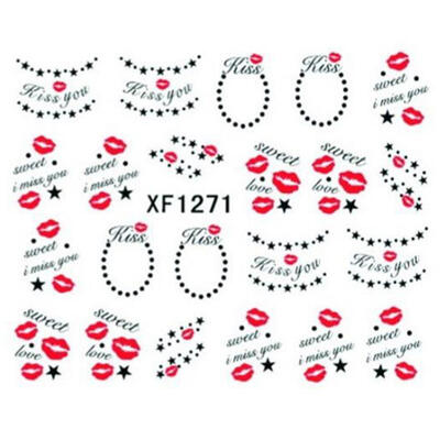 

Greensen Kiss Lips Pattern Self-adhesive Tip Nail Art Stickers Decals Nail Decoration
