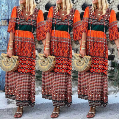 

Summer Ladies Womens Holiday Casual Sleeveless Beach Party Long Dress Sundress