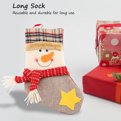 

Christmas SockNon-woven Fabric Christmas Element Long Sock Hanging on Christmas TreeLong Sock