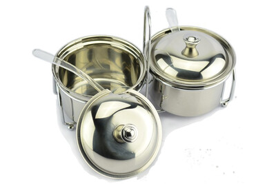 

New style high quality Cruet Condiment Spices Set with a spice rack Stainless Steel Condiment Canister Seasoning